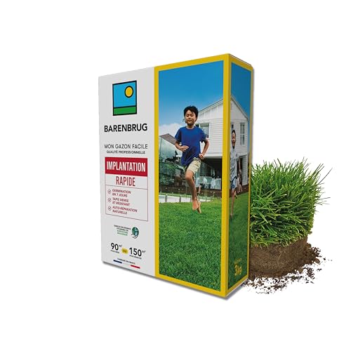 Barenbrug - Gazon Implantation Rapide - Germination en 7 Jours - Tapis Dense et Résistant - Autoréparation Naturelle - Engrais Compatible Agriculture...