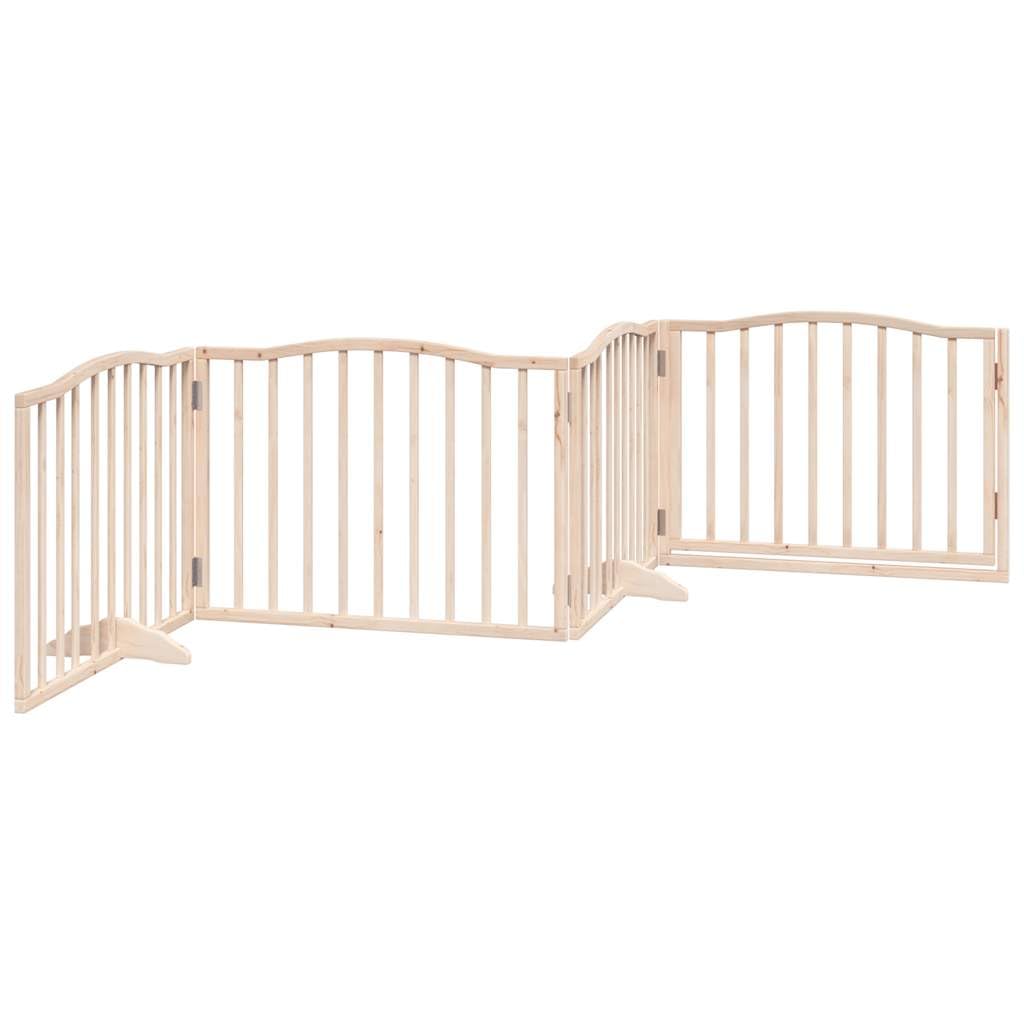 Puerta plegable para perros de madera de álamo de 320 cm con puerta, independiente, plegable, ideal como barrera, protección y seguridad para cachorros, perros, jardín, vivienda, interior y