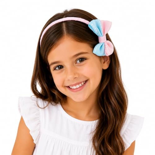 Image of BABIES BLOOM Designer Red Hair Bow, Baby Headband and Hair Accessory Set (Set of 5) (Light Pink Sky Blue)