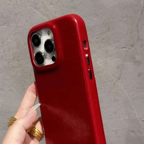 Coque cuir iPhone 14 Pro anti-rayures style rétro avec boutons métal