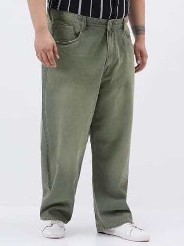 Image of Urbano Plus Men's Loose Baggy Fit Heavy Washed Jeans Non-Stretchable