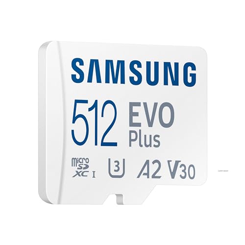 Image of Samsung EVO Plus microSD Memory Card + Adapter, 512GB microSDXC, Speeds Up to 160 MB /s, UHS-I, C10, U3, V10, A3, Upgrade Storage for Phones, Tablets, Gaming Consoles, DSLR Cameras, PCs, MB-MC512SA /AM