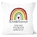 SpecialMe® Kissen-Bezug Regenbogen personalisiert mit Name und Wunschtext Dein eigener Text personalisierbare Geschenke Dein Wunschtext weiß Standard