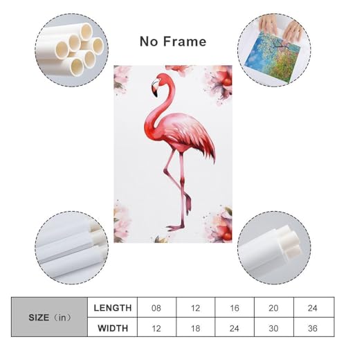 Toile murale flamant rose grand format 60x90 poster suspendre - 2