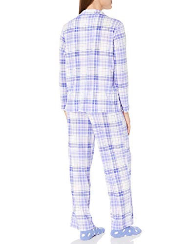 Karen Neuburger Women's Plus Size Long-Sleeve Stripe Girlfriend Pajama Set PJ, Plaid Lavender, 2X