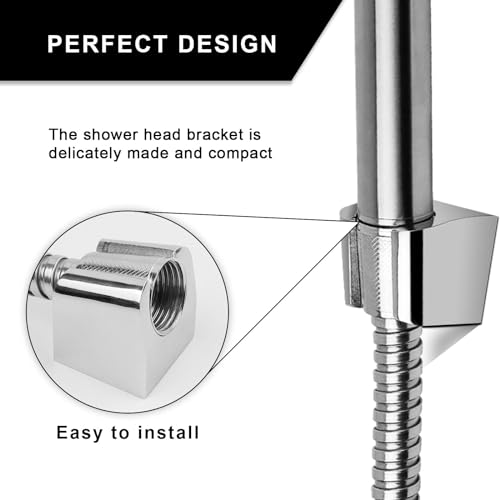 0XBIT Shower Bracket, Silver Zinc Alloy Shower Head Holder, Wall-Mounted, Adjustable, Compatible with Most Shower Heads - Image 4