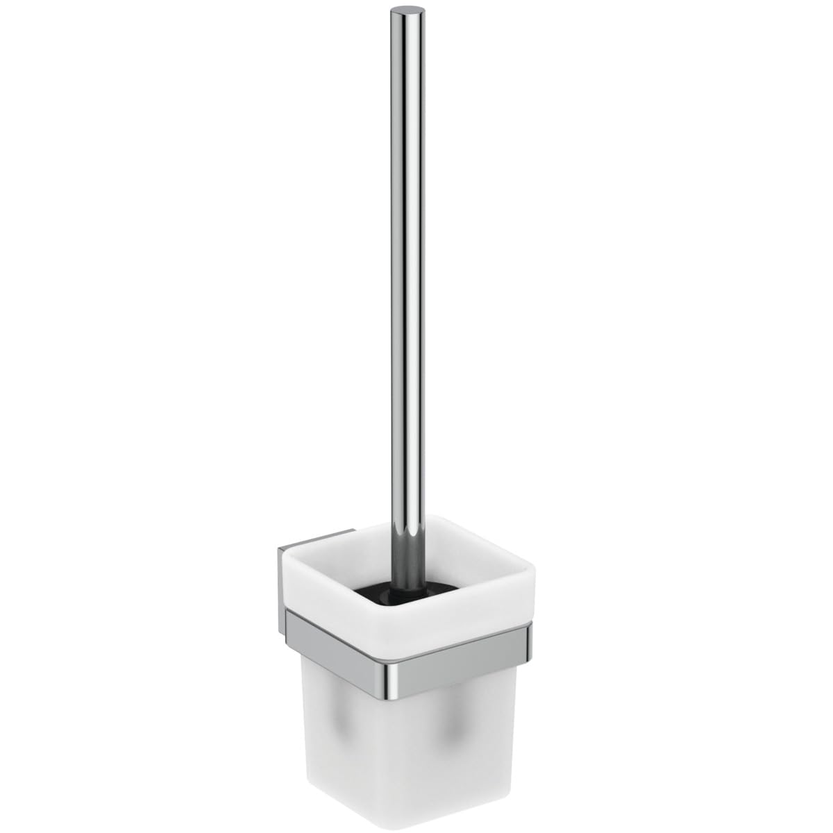 Ideal Standard – IOM Square Set de Accesorios, Compuesto por Portarrollos de Papel y Juego de cepillos, Cristal extraíble, Fijación Oculta y fácil Montaje, Soporte de Metal, Cromo