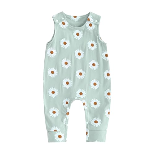 Image of Infant Newborn Baby Girl Clothes Daisy Sleeveless Romper Jumpsuit One Piece Bodysuit Overalls Summer Outfits