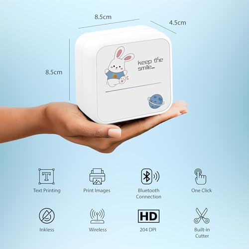 SEZNIK Mini Printer, Wireless Monochrome Home Inkjet Printers, Thermal, Bluetooth, Portable Pocket Printer, Compatible with Android, iOS Mobile. 1... - Image 2