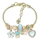 DS Charm Bracelets for teen girls exquisite cute cartoon friendship bracelet Gold Stainless Steel Bangle birthday Gift box Adjustable little girls kids jewelry holiday gifts (GOLD-4)