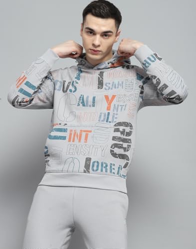 Image of Monte Carlo Mens Printed Grey Hooded Neck Full Sleeve Tracksuit 224066536-2
