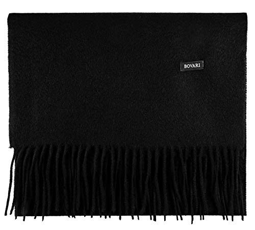 Bovari Kaschmir Schal Herren 100% Kaschmir/Cashmere Premium Qualität 180 x 31 cm - viele Farben (schwarz (black))