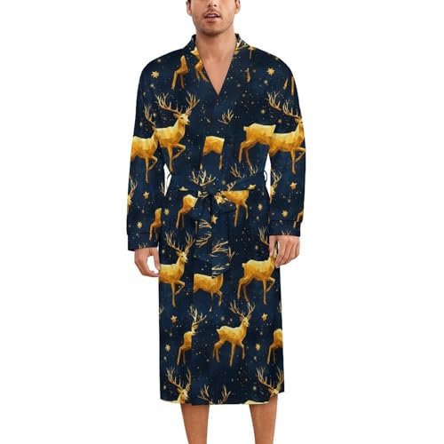 Robe de nuit en soie de mûrier royale avec motif cerf doré chic