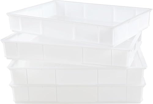 Eagrye Paquete de 4 cajas de masa apilables comerciales para pizza, bandejas de plástico para pasta, contenedor de pan