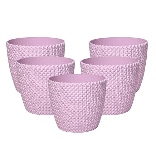 Image of Gamla for Home Decoration Capri Round Plastic Pots for Lawn | Terrace and Home Garden | Planters Flower Pot for Outdoor and Indoor Garden | Pots for Garden Plants | Set of 5