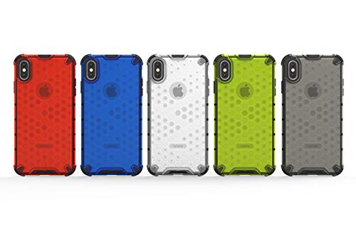 Image of Glasgow | for Apple iPhone Xs Max Honeycomb Pattern Back Case Cover for Apple iPhone Xs Max with 4 Bumper Corners and Military Grade Protection - Transparent