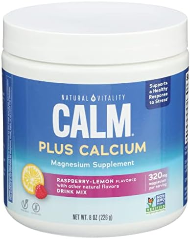 NATURAL VITALITY Raspberry Lemon ,Magnesium Calm Plus Calcium Drink Mix Powder, 8 OZ