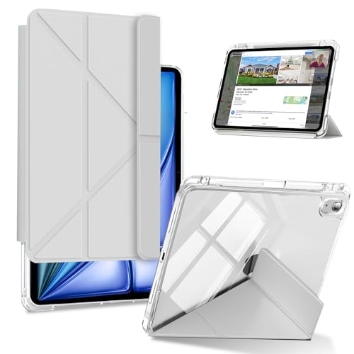 Coque iPad Air M4 M3 M2 11 pouces avec étui détachable et rangement pencil gris KeeFos