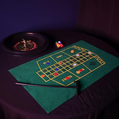 Jigitz Portable Roulette Table Set - Tabletop Casino Games Party Roulette Wheel Set for Adults with Chips Cards and Mat