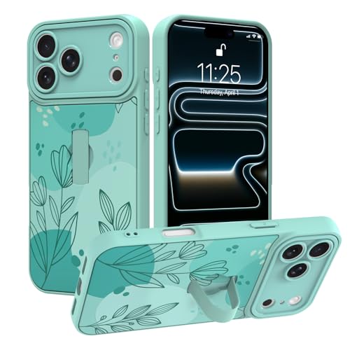 MOWIME Funda compatible con iPhone 17 Pro Max con correa para el dedo, diseño floral a prueba de golpes, funda protectora de TPU suave para mujeres y niñas, funda delgada antiarañazos para iPhone 17