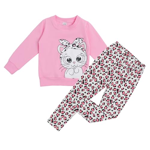 Image of Toddler Valentines Day Outfit Girl Valentines Outfit Heart Graphic Sweatshirts Tops Tutu Leggings with Skirt 3t-9t