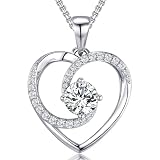 Lyniuoy 18K White Gold Plated Heart Necklaces for Women, Romantic jewellery for women, Luxury women's necklaces, Unique Gift Ideas for Anniversary, Mother's Day, Christmas, valentines gifts for women