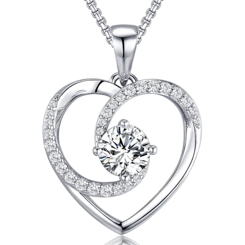 Lyniuoy Collier Femme Pendentif Cœur Amour Éternel Bijoux