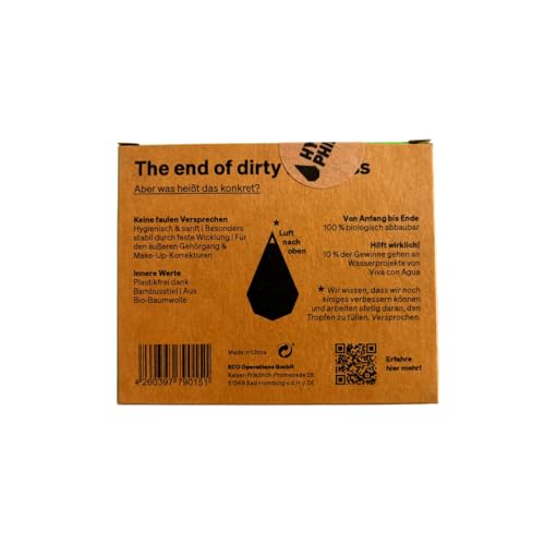 Hydrophil Wattestäbchen aus Bambus - 100 Stück - Nachhaltige Ohrenreiniger ohne Plastik - Nachhaltige Reinigungsstäbchen für Ohrenschmalz-Entfernung und Ohrenreinigung - Q Tips Alternative