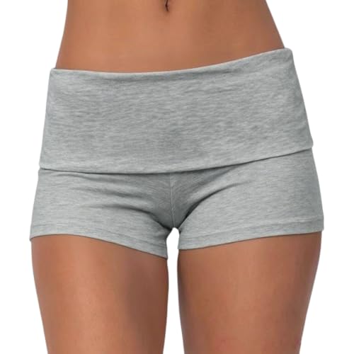 Image of Women Fold Over Mini Shorts Y2K Lounge Pajama Bottoms Low Rise Booty Shorts
