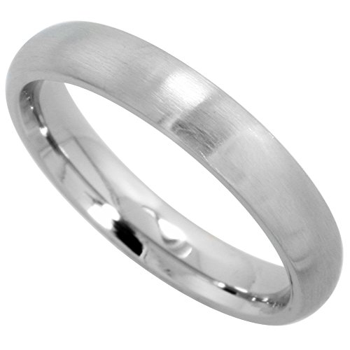 Surgical Stainless Steel 4mm Domed Wedding Band Thumb Ring Comfort-Fit Matte Finish, Size 7