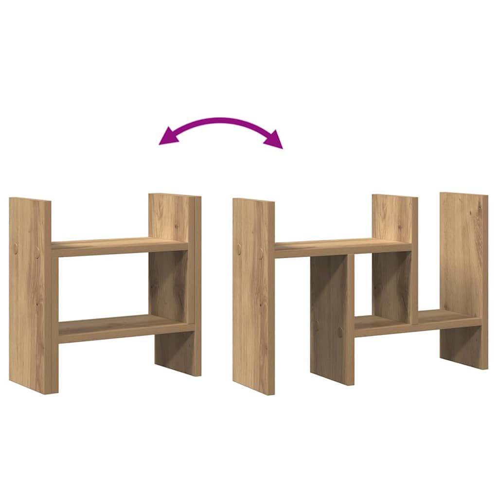 Organizer da scrivania in legno di quercia Artisan, 50 x 15,5 x 35,5 cm, con scomparti per mensole, penne, documenti e documenti, sistema di organizzazione efficiente per ufficio e casa