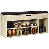 【Almacenamiento suficiente】 El zapatero tiene dos estantes y un compartimiento de almacenamiento en la parte superior. Que te permiten almacenar algo y cambiar fácilmente los zapatos. El compartimento es ideal para guardar el betún para zapatos, el cepillo, los calcetines, las llaves y otras cosas pequeñas.