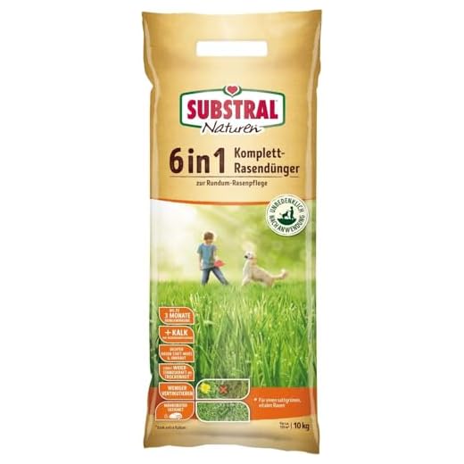 Substral Naturen 6in1 Komplett Rasendünger, mit Sofort und Langzeitwirkung mit Extra Kalk und Kalium, 135 m², 10 kg