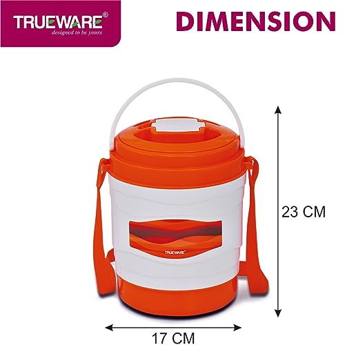 Image of Trueware Marina 4 Lunch Box with 4 Steel Container, 300 ml X 4 Orange | PU Insulated | Tiffin | Hot Lunch Box | Leak Proof | Easy to Carry | Food Grade | BPA Free | Office | Outdoors | for Men Women