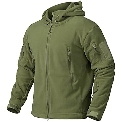CARWORNIC Men's Tactical Fleece Jacket Warm Military Hooded Jacket Outdoor Sport Hiking Coat Cover