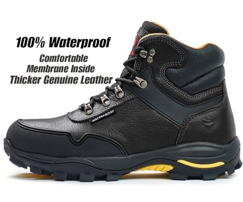 SUREWAY Men's 6" Steel Toe Heavy Duty Waterproof Work Boot - Leather,Lace Up,Oil/Slip Resistant Dual-Density Comfortable EH Construction Industrial Ankle Safety Men Work Boots, Roofing, Hunting2