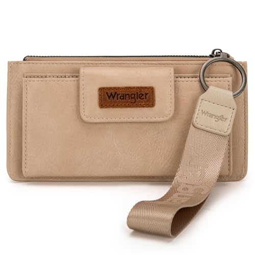 Image of Montana West X Wrangler Minimalist Wristlet with Wallet Large Clutch Wallet Women Rfid Card Cases & Money Organizers with Coin Purse and Smooth Zipper
