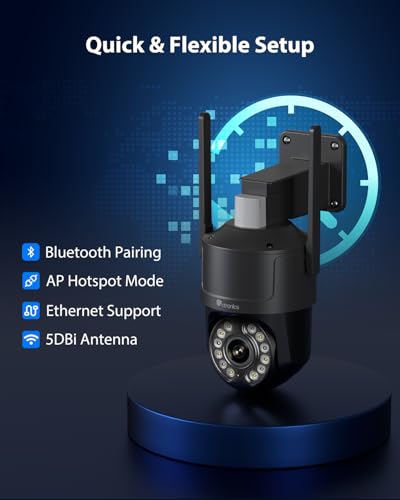 Ctronics 4K Überwachungskamera Aussen, UHD 8MP, Farb-/IR-Nachtsicht mit Starlight 30m, Mensch/Fahrzeug/Haustier, Auto-Tracking, APP/PC, Rot-Blau-Alarmlicht & Sirene, 8 Presets, SD 256GB/FTP/NVR,IP66
