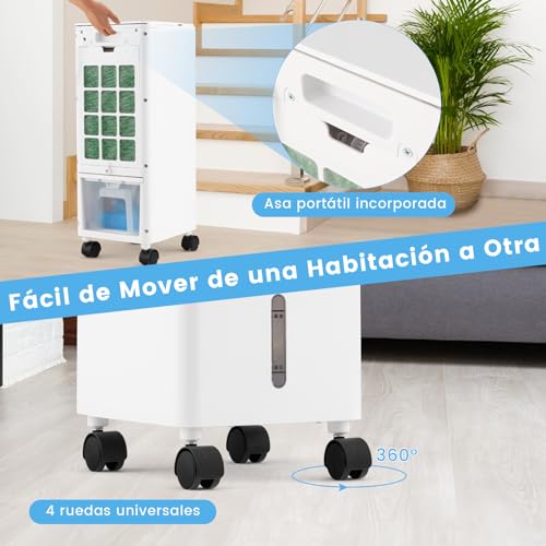 Miniatura 3 de Costway 4 En 1 Climatizador Evaporativo, 60w Enfriador De Aire Portatil, Ventilador Con 3 Velocidades, Humidificador, 2 Acumuladores De Frío, 12h Temporizador, 2,8l Tanque De Agua Y Control Remoto