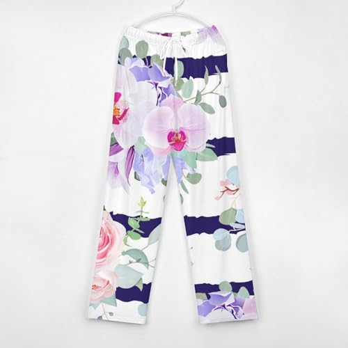 Bas de pyjama femme long rose pourpre en taille S avec poches - 4