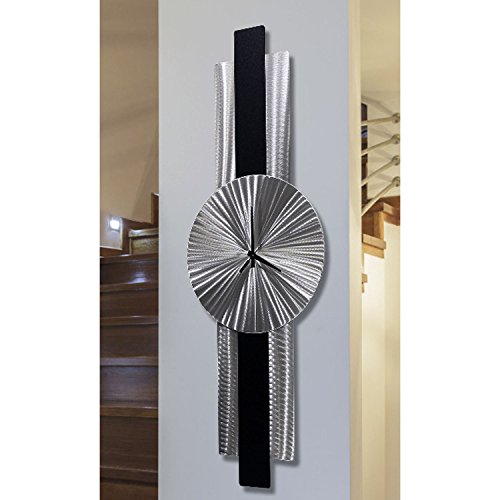 Statements2000 Silver & Black Modern Hanging Metal Wall Clock - Unique Contemporary Functional Metal Wall Art By Jon Allen - Infinite Orbit #TOP2