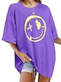 Photo Gallery wieiym maglietta da donna oversize, con scollo rotondo, a maniche corte, estiva, da donna, stampata, casual, camicetta, aa-viola, m Photo Gallery wieiym maglietta da donna oversize, con scollo rotondo, a maniche corte, estiva, da donna, stampata, casual, camicetta, aa-viola, m