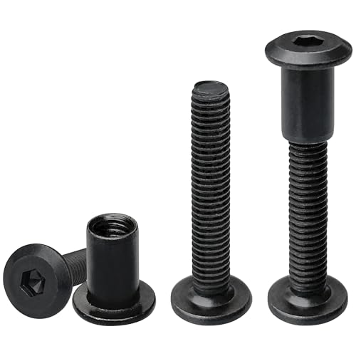 16 Sets Black Hex Socket Nut & Bolt,Furniture Connection Bolts Screws Nuts (M6x35mm)