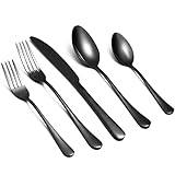 Black Silverware Set，30-Piece Stainless Steel Flatware Service for 6, Mirror Finish Cutlery Set