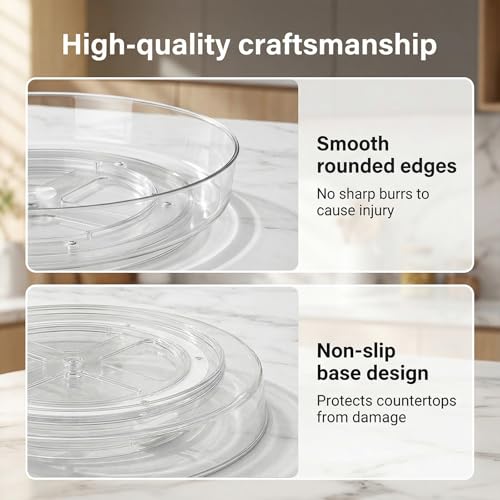 Miniatura 3 de Msymsyu 25,4 Cm Plato Giratorio Organizador 2 Unidades Lazy Susan Plato Giratorio 360 Frigorífico Con 5 Ganchos Autoadhesivos Transparentes Para Frigorífico Para Tocador, Especias, Cuarto De Baño
