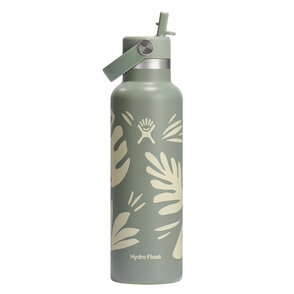 Hydro Flask S21CFS377P Insulated Water Bottle with Standard Flex Straw Lid, 21oz, Botanical Bliss Agave