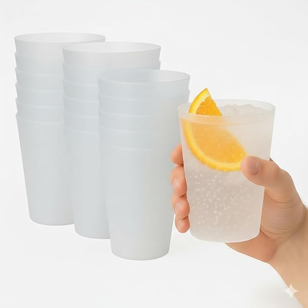 ZENIC | 25 Vasos Desechables de Plastico Duro | 480 ml | Reutilizables | Resistentes y Duraderos Aptos para lavavajillas | Ideales para Fiestas y Eventos | Sin BPA - 4