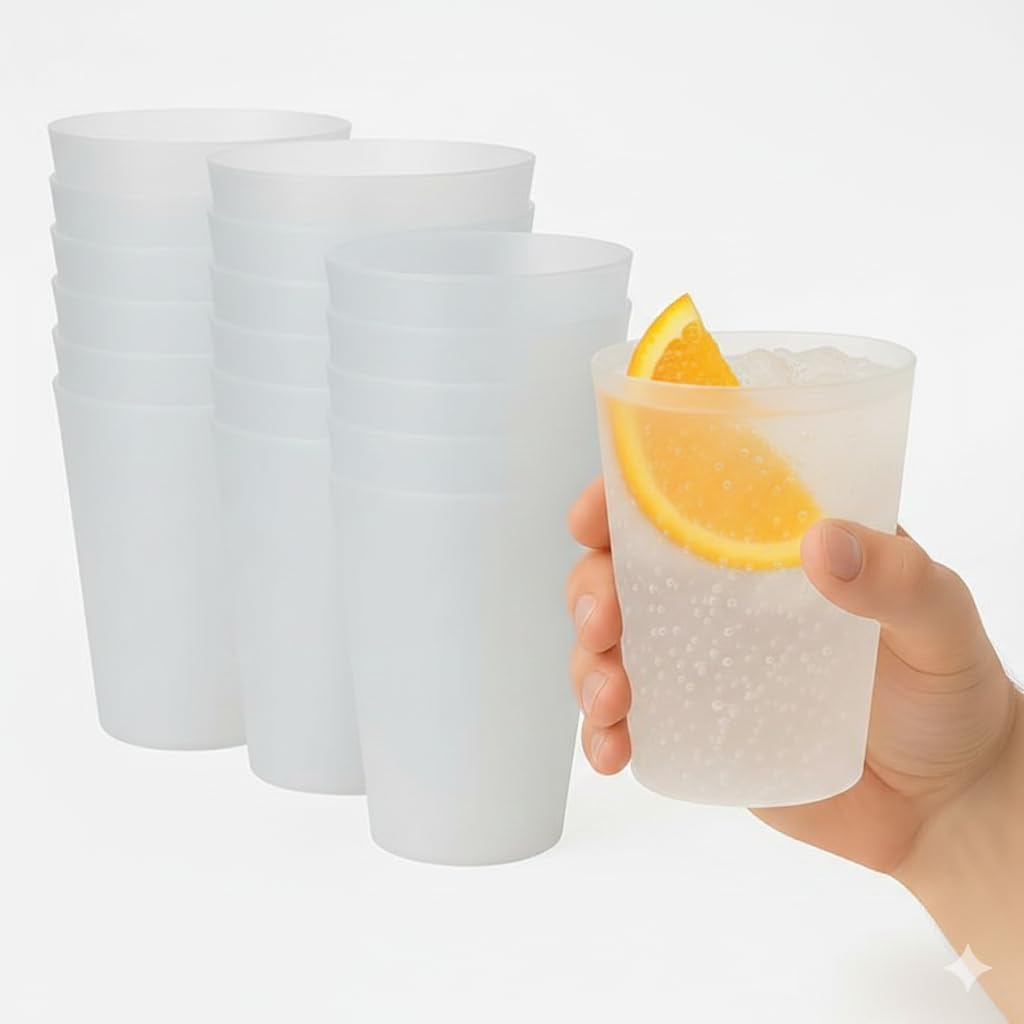 ZENIC | 25 Vasos Desechables de Plastico Duro | 480 ml | Reutilizables | Resistentes y Duraderos Aptos para lavavajillas | Ideales para Fiestas y Eventos | Sin BPA — view 4