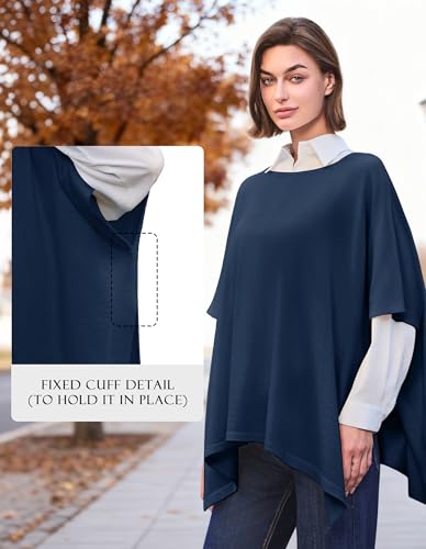 Image of PULI Women's Pullover Poncho Sweater Oversized Knit Layering Top Travel | Sleeveless and Layers Over Any Shirt At Home or Work