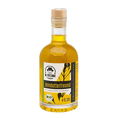 DIE ÖLFREUNDE "Leindotterfreund" kaltgepresstes Bio Leindotteröl 0,35l | hochwertig kaltgepresstes Öl | reines Leindotteröl | nachhaltiges Speiseöl mit Omega 3 und Omega 6 Fettsäuren Cover